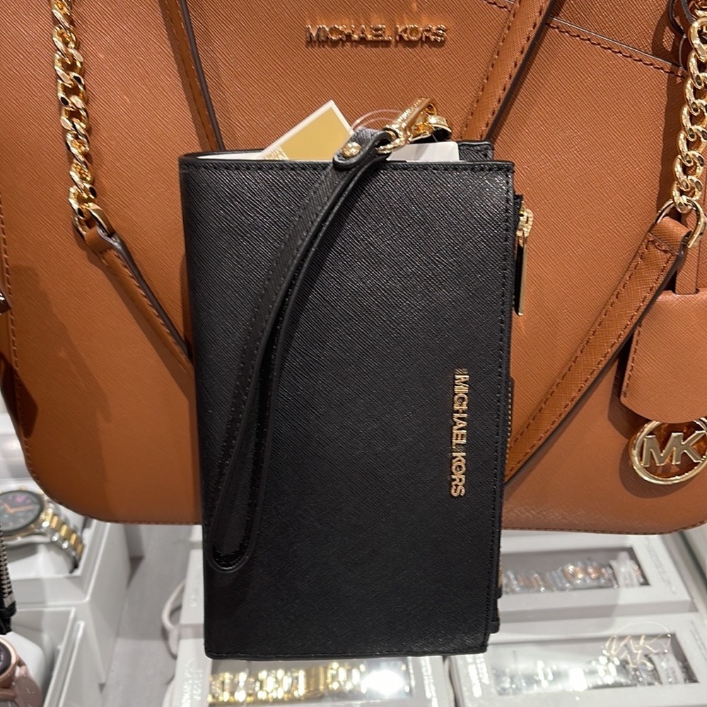 MICHAEL KORS LARGE DOUBLE ZIP WRISTLET WALLET PHONE CASE CLUTCH 
Black - Picture 6 of 16